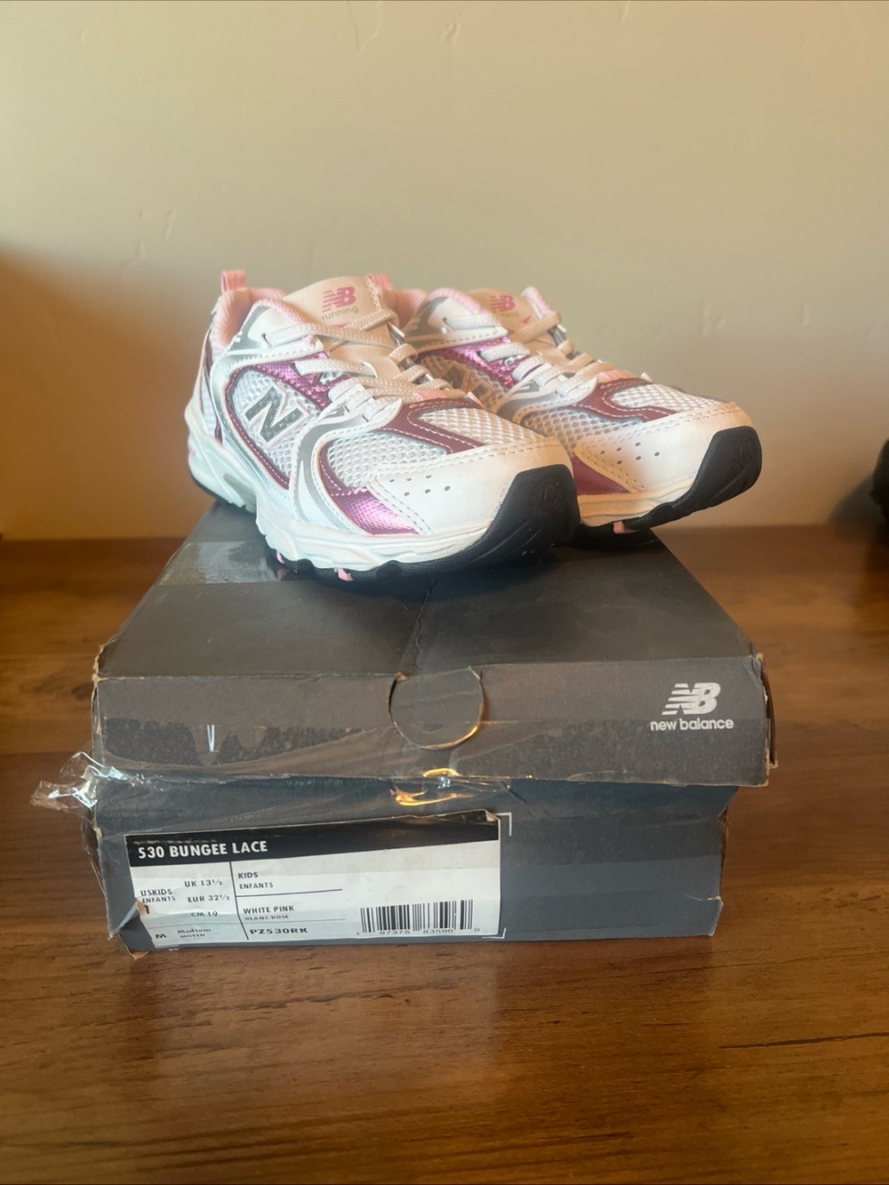 New Balance Kids 530 Bungee Lace Athletic Sneakers - White & Pink